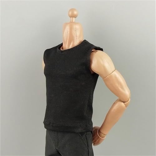 AMITD 1/6 Scale Male,Figure Doll Clothes Sleeveless Solid Loose Shirt Costume for 12" Male Soldier Action Figure(Black) von AMITD