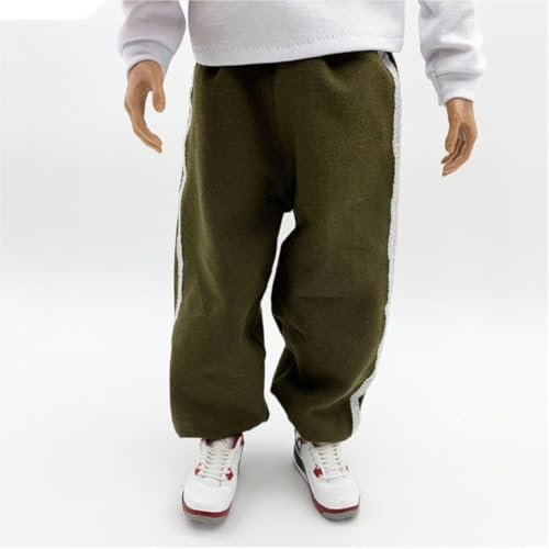 AMITD 1/6 Scale Male Clothes, Man Sweatpants for 12-inches Male Action Figure Body, 1/6 Man Action Figure Loose Straight-Leg Sweatpants Casual Pants Clothing (Green) von AMITD