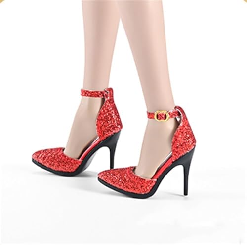 AMITD 1/6 Scale Soldier Figure Female Shoes for High Heel Shoes for 12 inch Action Figure Doll Miniatures Accessories(Red) von AMITD