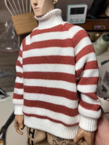 AMITD 1/6 Scale Striped Sweater for 12-inches Man Action Figure Body Doll, Fashionable Street Boy Action Figure Top Clothing Costume Outfit Accessory (Red & White Striped) von AMITD