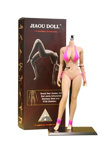 AMITD 1/6 weiblicher Körper, 12" Super Flexible European Type, JIAOUDOLL Seamless Large Bust, No Head(Suntan Skin, JOQ-10E-Detachable Feet) von AMITD