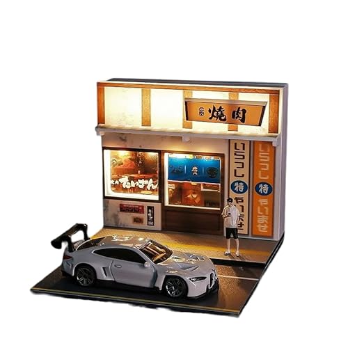 AMITD 1/64 Maßstab Miniature Scene Model,Grill Shop Diorama Simulation Scene Building Model with Light for Photography Decoration Collection (Grill Shop) von AMITD