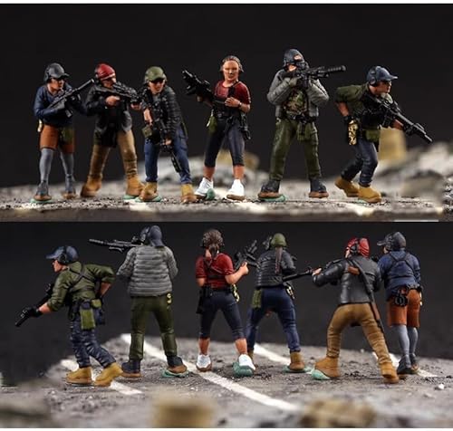 AMITD 1/72 Scale Various Soldiers in Uniform Set Figurine, Conscript Soldier Figurine, Miniature Figure Tabletop Display Collection for Military Enthusiasts (6pcs Rapid Response Team) von AMITD