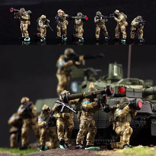 AMITD 1/72 Scale Various Soldiers in Uniform Set Figurine, Conscript Soldier Figurine, Miniature Figure Tabletop Display Collection for Military Enthusiasts (7pcs Ukrainian Anti-Tank Unit) von AMITD