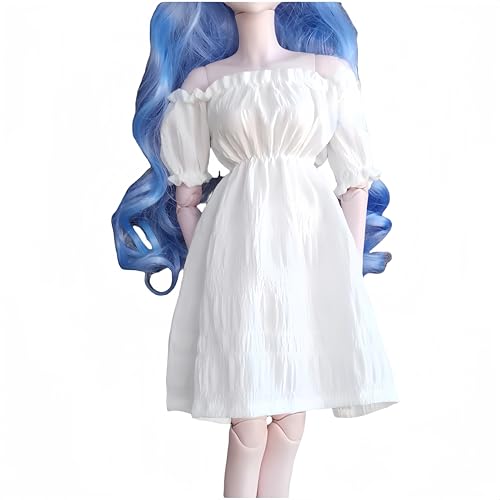 AMITD BJD Doll Clothes Handcrafted Stylish Outfits Compatible with 1/3 1/4 1/6 BJD Doll SD Doll (White Long Dress, 1/6) von AMITD