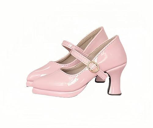AMITD BJD Doll Shoes Carefully Crafted Fashion High Heels for 1/3 1/4 1/6 11.8 18 24 inch BJD Doll Gifts for Doll Lovers (Glossy Pink, 1/6) von AMITD
