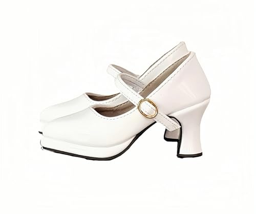 AMITD BJD Doll Shoes Carefully Crafted Fashion High Heels for 1/3 1/4 1/6 11.8 18 24 inch BJD Doll Gifts for Doll Lovers (Glossy White, 1/3) von AMITD