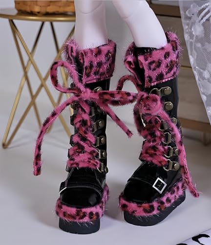 AMITD Bjd Doll Shoes 1/4 Ball Jointed Doll Shoes Handmade Fashion Leopard Shoes for 1/4 BJD Doll and Gifts for Doll Lovers (Red) von AMITD