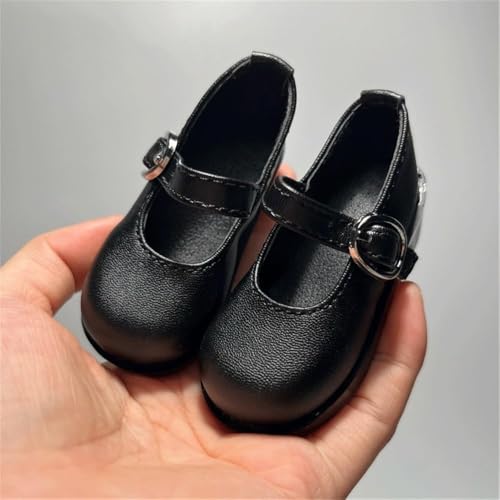 AMITD Bjd Dolls Shoes, 7.5 * 2.9/6.5 * 3 cm Length Leather Shoes for 1/3 1/4 BJD Doll，Joints Dolls Miniatures Accessories(Black,1/3) von AMITD