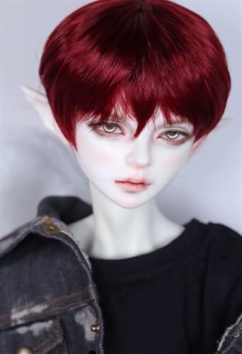 AMITD Doll Wig for 1/3 1/4 1/6 BJD Doll Wig Soft Wig Hair Handmade Short Hair Cool Wigs(Red,1/4) von AMITD