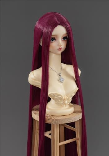 AMITD Doll Wig for 1/3 1/4 1/6 BJD Doll Wig Soft Wig Long Straight Hair (6 Colors)(Red,1/3) von AMITD