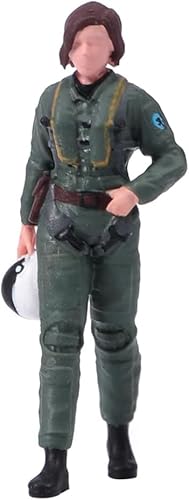 AMITD Female Fighter Pilot Figure in Green Military Uniform. 1/18-1/87 Scale. Display Collection for Military Enthusiasts.(Painted, 1/43) von AMITD