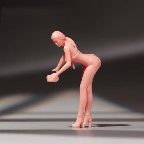 AMITD Sexy Car Cleaner Female Miniature Figurine, 1/18 1/24 1/43 1/64 1/87 Sexy Female Figure Possessed by a Car Cleaner, Ass up Sexy Woman Figure (Uncolored - 1/87) von AMITD