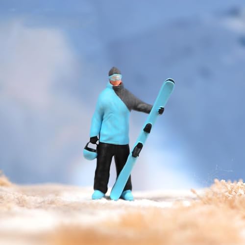 AMITD Skiing Man Figurine, Miniature Skier Sculpture, Mini Skiing Figurine in Teal Ski Wear, Miniature Skiing Man Figure Model Decor, Collectible Figure for Skiing Lovers (Colored, 1/24) von AMITD