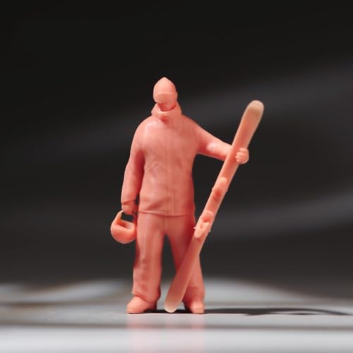 AMITD Skiing Man Figurine, Miniature Skier Sculpture, Mini Skiing Figurine in Teal Ski Wear, Miniature Skiing Man Figure Model Decor, Collectible Figure for Skiing Lovers (Uncolored, 1/87) von AMITD