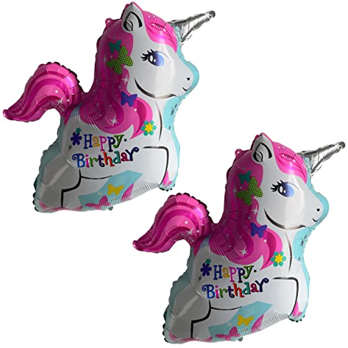 Folienballon Einhorn Luftballons Set - Magische Dekoration für Geburtstage | 2x XXL Einhorn Ballon 62 x 80 cm | Luftballons Geburtstag Mädchen (2 Stück) von AMLI