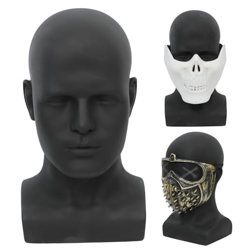 AMLUCKS Männlicher Mannequinkopf, professioneller PVC-Puppenkopf für Perücken, Hüte, Kopfhörer, Masken, Sonnenbrillen, Schals, Schmuckständer (schwarz) von AMLUCKS