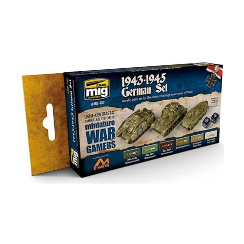 AMMO A.MIG-7117 1943–1945 Deutsches Wargames Acrylfarben-Set (6 x 17 ml Gläser), Mehrfarbig, 17 ml (6er Pack) von AMMO