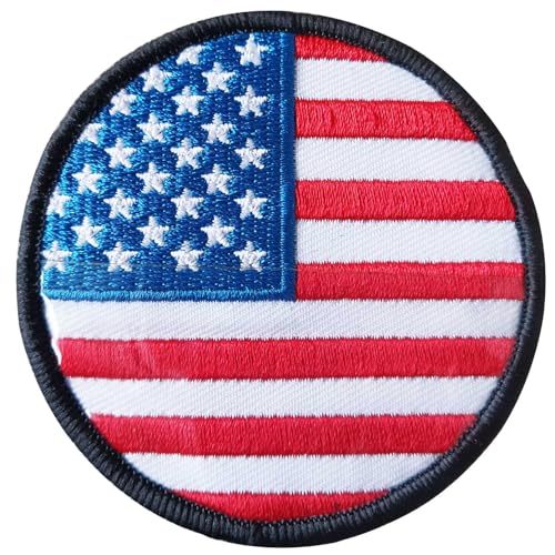 Aufnäher mit amerikanischer Flagge, bestickt, USA-Flagge, bestickt, für Mützen, Taschen, Rucksäcke, Westen, Kleidung, Militäruniformen, DIY-Zubehör, runder Durchmesser 8 cm, 2 Stück Aufnäher mit amerikanischer Flagge, bestickt, USA-Flagge, bestickt, für Mützen, Taschen, Rucksäcke, Westen, Kleidung, Militäruniformen, DIY-Zubehör, runder Durchmesser 8 cm, 2 Stück von AMNQUERXUS