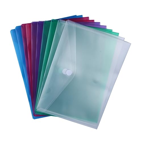 10 Stück 5 Farben Dokumentenmappe DIN A4 Dokumententasche Transparent Mappen A4 Wasserdichte, Klettverschluss, zum Organisieren von Dokumenten (Horizontal) von AMO HERMOSO