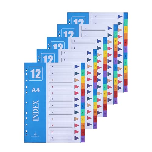 AMO HERMOSO 5er 12-teiliges Register Trennblätter A4 - Praktische Registerblätter Indexblätter für effiziente Organisation von Dokumenten und Unterlagen in Ordnern und Ringbüchern AMO HERMOSO 5er 12-teiliges Register Trennblätter A4 - Praktische Registerblätter Indexblätter für effiziente Organisation von Dokumenten und Unterlagen in Ordnern und Ringbüchern von AMO HERMOSO