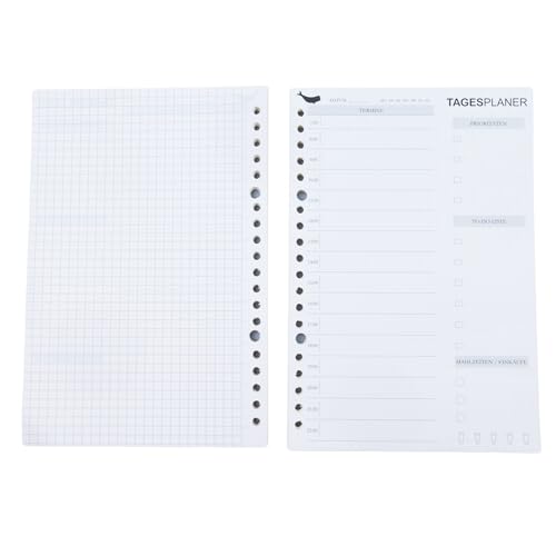 AMO HERMOSO A5 Nachfüllpapier für Tagesplaner Planer Ringbuch, Refill Paper für Personal Organizer, 20 Löcher, 120 Blatt 240 Seiten (Tagesplaner) von AMO HERMOSO