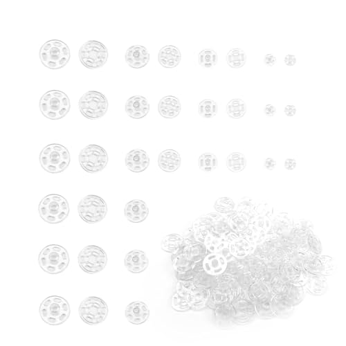 AMONENZ 140 Paare Druckknöpfe Plastik, Annähen Unsichtbare Kunststoff Knöpfe, 7,5 mm, 12,5 mm, 15 mm, 20 mm, DIY Handwerk Nähen von Kleidung von AMONENZ
