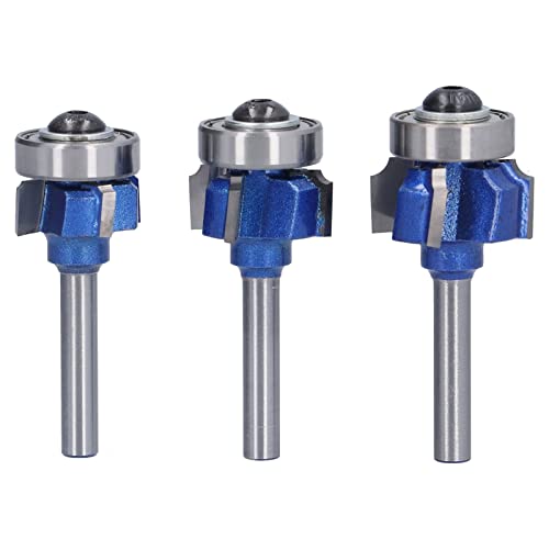 Kantenfräser, 3Pcs Holzbearbeitungsfräser 6mm Schaftfräser Eckrunder Bit R1 R2 R3 4 Flöte mit Aufbewahrungsbox für Tisch für Schublade für Schrank Kantenfräser, 3Pcs Holzbearbeitungsfräser 6mm Schaftfräser Eckrunder Bit R1 R2 R3 4 Flöte mit Aufbewahrungsbox für Tisch für Schublade für Schrank von AMONIDA