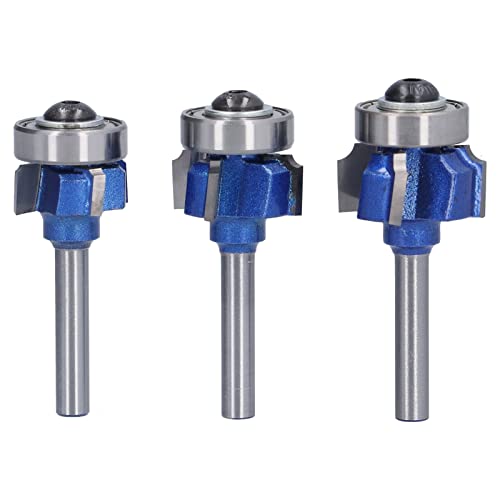 Kantenfräser, 3Pcs Holzbearbeitungsfräser 6mm Schaftfräser Eckrunder Bit R1 R2 R3 4 Flöte mit Aufbewahrungsbox für Tisch für Schublade für Schrank von AMONIDA