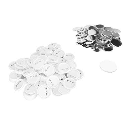 Zubehör Zur Herstellung von Knöpfen, Tragbares, Stabiles Weißblech, Runde Form, Rostfrei, 100 Sets, DIY-Knopfabzeichen-Teile-Set für Handarbeit (58MM) von AMONIDA