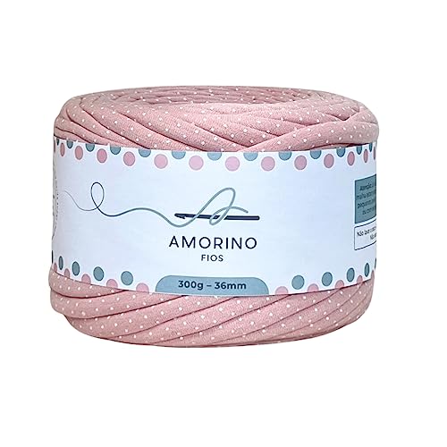 AMORINO FIOS Premium 3,6mm T-Shirt-Garn, sehr weiches Häkelgarn, POLKA DOTS (Farbe: Rosenquarz), Häkelgarn mit perfekter Elastizität und Weichheit, Garn zum Basteln, knotenloses Baumwollgarn, von AMORINO FIOS