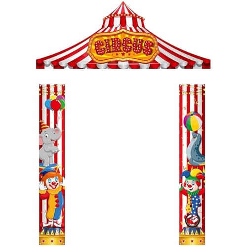 AMOYER 3 Stück Karnevals-Zirkus-Veranda-Banner, Zirkus-Themen-Party-Dekorationen, Karnevals-willkommens-türbanner-Set, Hängender Karnevals-Geburtstag AMOYER 3 Stück Karnevals-Zirkus-Veranda-Banner, Zirkus-Themen-Party-Dekorationen, Karnevals-willkommens-türbanner-Set, Hängender Karnevals-Geburtstag von AMOYER