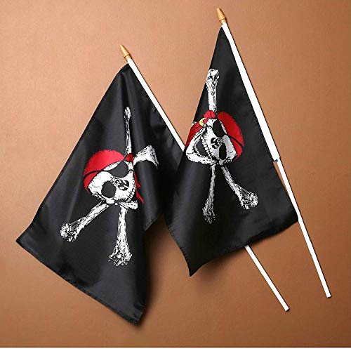 AMOYER Piraten-Flagge 2pcs Halloween-Party-schädel-Knochen-flaggen Kreative Polyester Pole Hauptdekoration 30x45cm von AMOYER