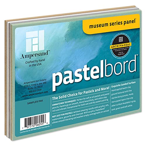 Ampersand Art Supply PB405 Pastel Painting Panel: Museum Series Pastelbord, Verschiedene Farben, 5" x 7" - Pack of 4, 4 stück von AMPERSAND ART SUPPLY
