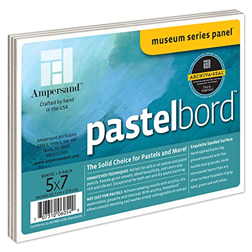 Ampersand Art Supply PBW05 Pastellmalerei-Panel: Museum Series Pastelbord, Papier, Acryl, Weiß – 0,3 cm Tiefe, 5" x 7", 3 Count von AMPERSAND ART SUPPLY