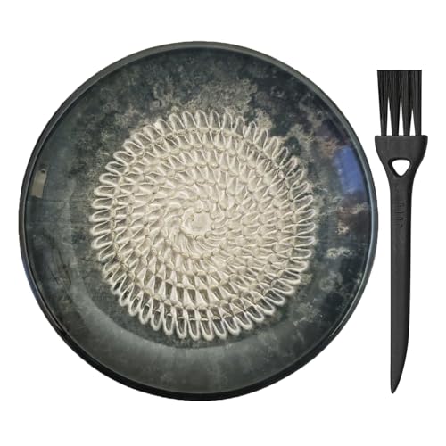 AMRAMI® Handmade Keramik Knoblauch Ingwer Reibeteller mit Pinsel-Granit von AMRAMI