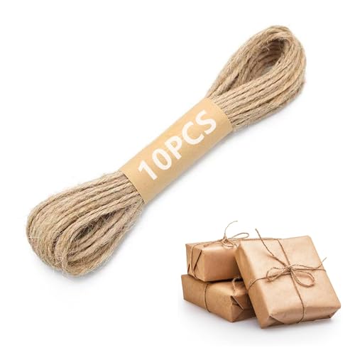AMSGANK 10 Stück Jute Schnur, 2 mm 10 m Juteseil Natur Tau Seil Hanfseil Jutekordel Juteschnur Bastelschnur für Garten, DIY Kunsthandwerk, Verpackungen und Dekoration von AMSGANK