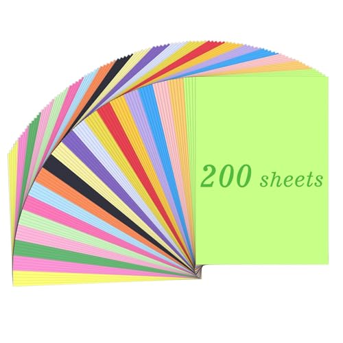 AMSGANK 200 Blatt Buntes Papier A4, 20 Farben Origami-Papier Farbiges Faltpapier 70 g/m² Doppelseitiges Buntpapier für DIY-Kunsthandwerksprojekte (21,0 x 29,7 cm) von AMSGANK