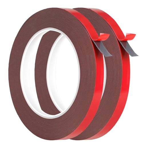 AMSGANK Doppelseitiges Klebeband Extra Stark 5m x 20mm, Doppelklebeband Wasserdichtes Multifunktionales Montageklebeband Klebestreifen für Wand, LED-Streifen, Auto, Wohn, Bürodekor - 2 Stück von AMSGANK