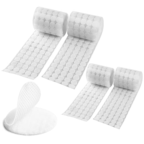AMSGANK Klettpunkte Selbstklebend 10mm/20mm, 408 Paar Klettklebepunkte Self Adhesive Klettverschluss Klettband Rund Stark Klett Klebepunkte für Papier Metall Kunststoff Leder Handwerk (Weiß) von AMSGANK