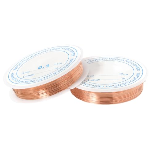 AMSLSIU 5 teiliger, einfach zu verarbeitender Kupferdraht zum Perlensticken – gestaltet mühelos lebendige Metallperlendrahtdrähte, modische große Auswahl, Rotbronze, 0.3 mm (ca. 15 m) von AMSLSIU