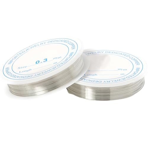 AMSLSIU 5 teiliger, einfach zu verarbeitender Kupferdraht zum Perlensticken – gestaltet mühelos lebendige Metallperlendrahtdrähte, modische große Auswahl, silbrig, 0.3 mm (ca. 15 m) von AMSLSIU