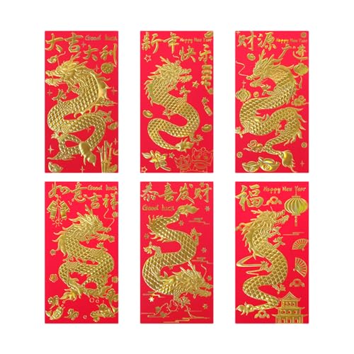 AMSLSIU 6 Stück chinesische rote Umschläge zum Mondjahr, Frühlingsfest, Symbol für Glück und Wohlstand, chinesische rote Umschläge aus Papier, 209C, 6 Stück, 6.7 Zoll AMSLSIU 6 Stück chinesische rote Umschläge zum Mondjahr, Frühlingsfest, Symbol für Glück und Wohlstand, chinesische rote Umschläge aus Papier, 209C, 6 Stück, 6.7 Zoll von AMSLSIU