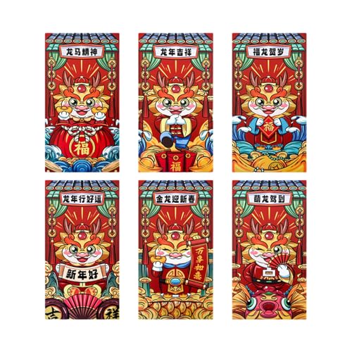 AMSLSIU 6 Stück chinesische rote Umschläge zum Mondjahr, Frühlingsfest, Symbol für Glück und Wohlstand, chinesische rote Umschläge aus Papier , 208C, 6 Stück , 6.7 Zoll AMSLSIU 6 Stück chinesische rote Umschläge zum Mondjahr, Frühlingsfest, Symbol für Glück und Wohlstand, chinesische rote Umschläge aus Papier , 208C, 6 Stück , 6.7 Zoll von AMSLSIU