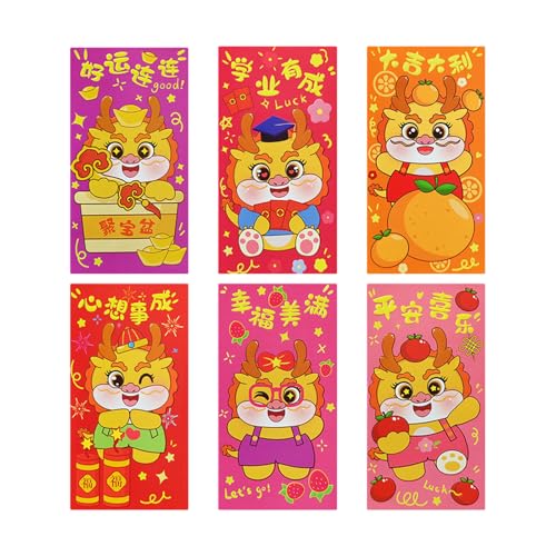 AMSLSIU 6 Stück chinesische rote Umschläge zum Mondjahr, Frühlingsfest, Symbol für Glück und Wohlstand, chinesische rote Umschläge aus Papier , 208G, 6 Stück , 6.7 Zoll AMSLSIU 6 Stück chinesische rote Umschläge zum Mondjahr, Frühlingsfest, Symbol für Glück und Wohlstand, chinesische rote Umschläge aus Papier , 208G, 6 Stück , 6.7 Zoll von AMSLSIU