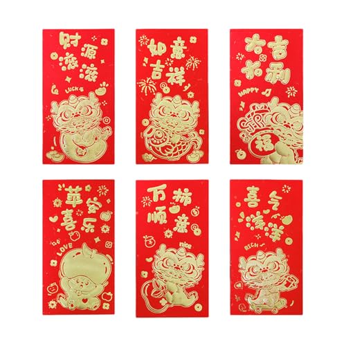 AMSLSIU 6 Stück chinesische rote Umschläge zum Mondjahr, Frühlingsfest, Symbol für Glück und Wohlstand, chinesische rote Umschläge aus Papier , 209G, 6 Stück , 6.7 Zoll AMSLSIU 6 Stück chinesische rote Umschläge zum Mondjahr, Frühlingsfest, Symbol für Glück und Wohlstand, chinesische rote Umschläge aus Papier , 209G, 6 Stück , 6.7 Zoll von AMSLSIU