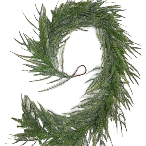 AMSLSIU Dunkel für Fensterdekoration, Fenster Innendekoration, dunkelgrüne künstliche Girlande, kann an Kiefernholz aufgehängt werden, handgefertigte Weihnachten von AMSLSIU