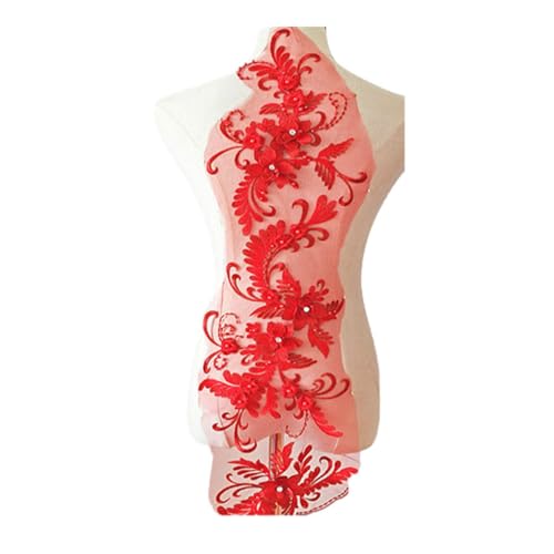 AMSLSIU Modische Kleidung, atemberaubende Spitzen Applikations Patches, Kleidung, geeignet für Performance Kleider, Applikationen Spitzenkleid, Rot von AMSLSIU