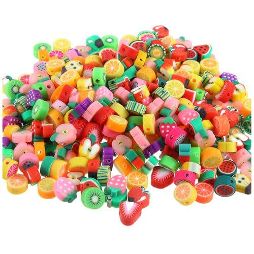 AMSLSIU Packung mit 200 Tonperlen Druck Spacer Bead Schmuck Armband Ohrringe Basteln Kunsthandwerk Handgemachte Hausgemachte Kinder, Forme de fruits von AMSLSIU