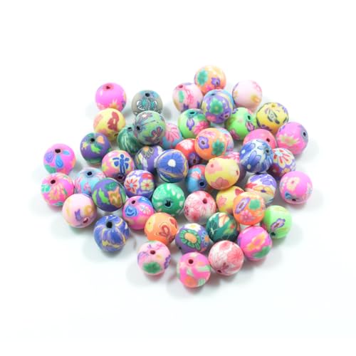 AMSLSIU Packung mit 200 Tonperlen Druck Spacer Bead Schmuck Armband Ohrringe Basteln Kunsthandwerk Handgemachte Hausgemachte Kinder, Forme de perle von AMSLSIU